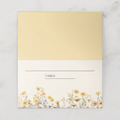 Yellow Boho Wildblume Floral Wedding Platzkarte (Außenseite Aufgefaltet)