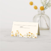 Yellow Boho Wildblume Floral Wedding Platzkarte (Vorderseite)