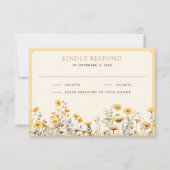 Yellow Boho Wildblume Floral Wedding RSVP Karte (Vorderseite)