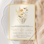 Yellow Boho Wildblume Foto QR Code Hochzeit Einladung