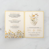 Yellow Boho Wildflower QR Code Wedding Einladung (Innenseite)
