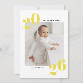 Yellow Bold Typografy 2025 New Year Foto Feiertagskarte