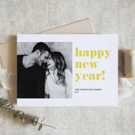 Yellow Bold Typografy Foto Happy New Year 2025 Feiertagskarte