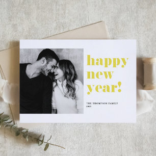 Yellow Bold Typografy Foto Happy New Year 2025 Feiertagskarte