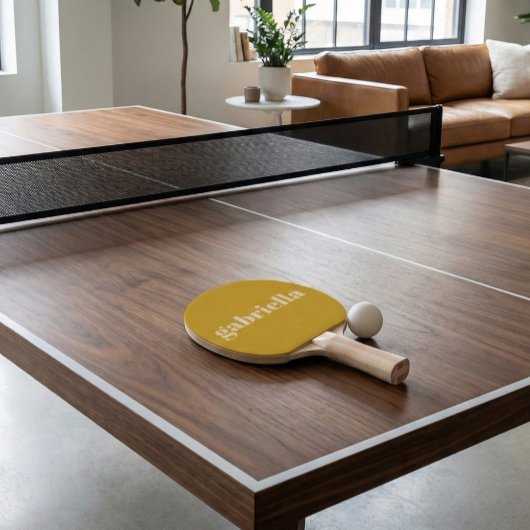 Yellow Bold Typography Personalized Name Tischtennis Schläger