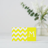 Yellow Bold Zickzack Monogram Business Card Visitenkarte (Stehend Vorderseite)