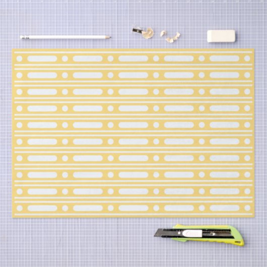 Yellow Bone Inlay Dots Border Decoupage Paper Seidenpapier (Handwerk)
