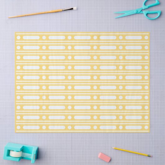 Yellow Bone Inlay Dots Border Decoupage Paper Seidenpapier (Basteln)