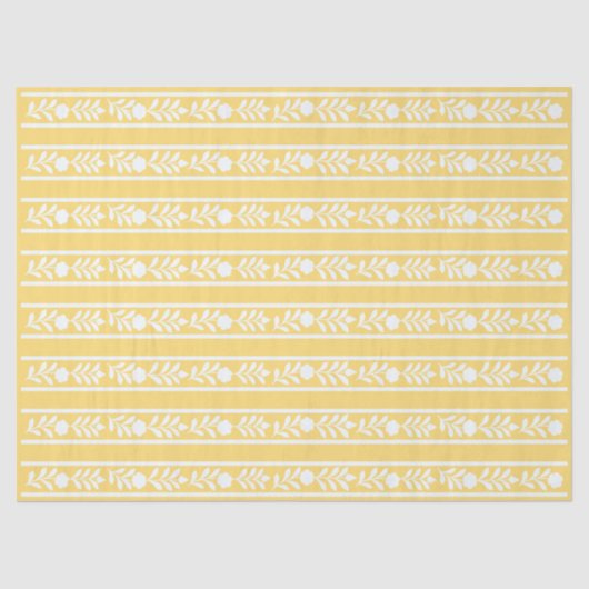 Yellow Bone Inlay Floral Border Decoupage Paper Seidenpapier (Vorderseite)