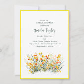 Yellow Border Wildflower Spring Bridal Shower Einladung (Vorderseite)
