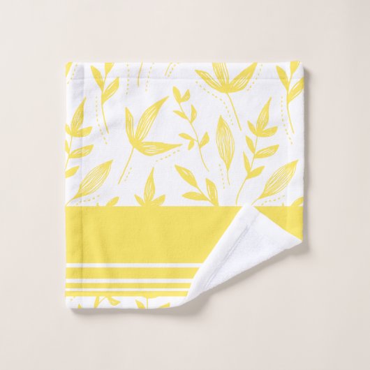 Yellow Botanic Bathroom Handtuch Set (Waschlappen)