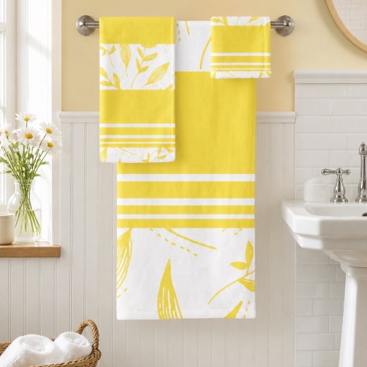 Yellow Botanic Bathroom Handtuch Set