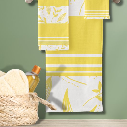 Yellow Botanic Bathroom Handtuch Set