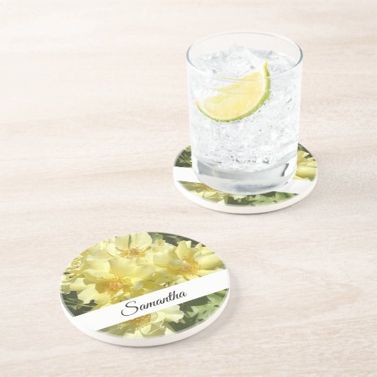 Yellow Botanical Flowers Getränkeuntersetzer (Seite)