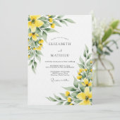 Yellow Botanical Meadow Wedding Einladung (Stehend Vorderseite)