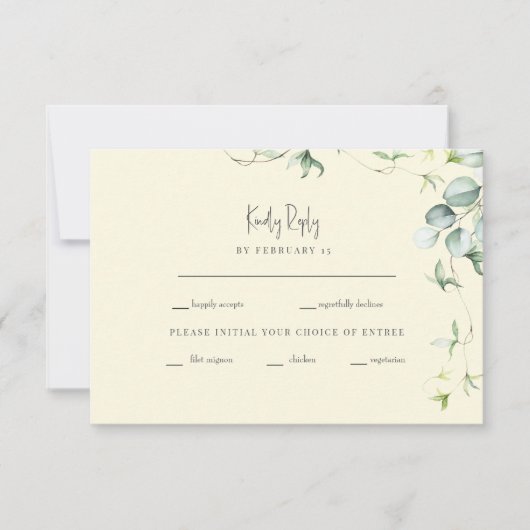 Yellow Botanical Wedding RSVP (Vorderseite)