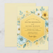 Yellow Botanical Whimsy Wedding Einladung (Vorne/Hinten)
