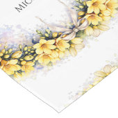 Yellow Botanical Wreath Wedding Decor Newlyweds Großer Tischläufer (Ecke)