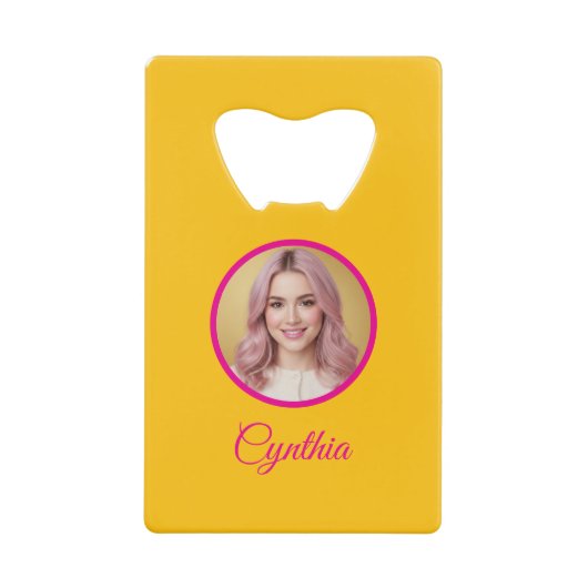 Yellow Bottle Opener Custom Text Bar Key Gift Tool Geldbeutel Flaschenöffner (Vorderseite)