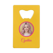 Yellow Bottle Opener Custom Text Bar Key Gift Tool Geldbeutel Flaschenöffner (Rückseite)