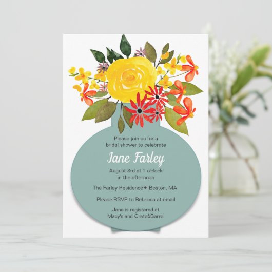 Yellow Bouquet Einladung (Stehend Vorderseite)
