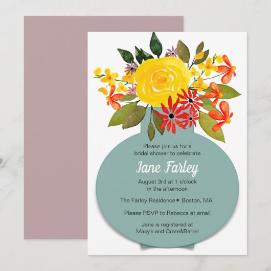 Yellow Bouquet Einladung (Vorne/Hinten)