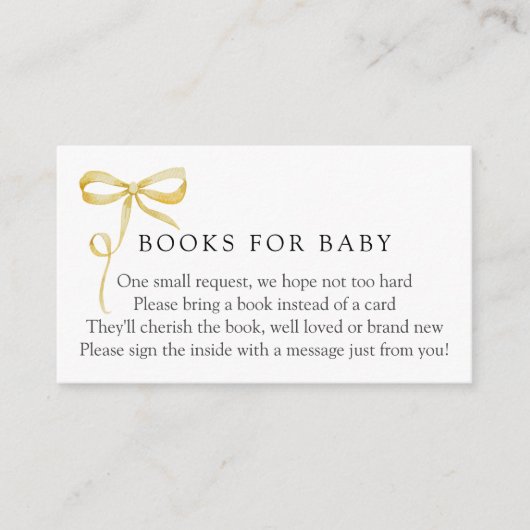 Yellow Bow Books for Baby Request Begleitkarte (Vorderseite)