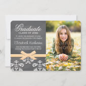 YELLOW Bow Chalkboard Lace Abschluss Ankündigung (Vorderseite)