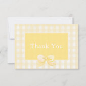 Yellow Bow Gingham Dankeschön Karte (Vorderseite)