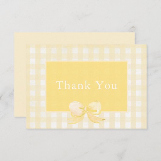 Yellow Bow Gingham Dankeschön Karte (Vorne/Hinten)