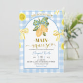 Yellow Bow Lemon Bridal Shower Invitation Einladung (Stehend Vorderseite)