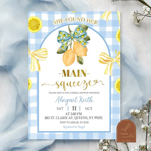 Yellow Bow Lemon Bridal Shower Invitation Einladung