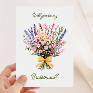 Yellow Bow Moderne Wildblume Bouquet werden Sie se Einladung