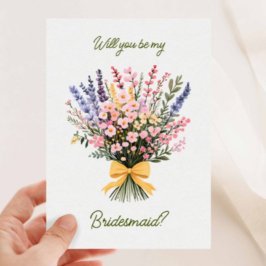 Yellow Bow Moderne Wildblume Bouquet werden Sie se Einladung