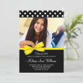 Yellow Bow Polka Dot Foto Abschluss Ankündigung (Stehend Vorderseite)