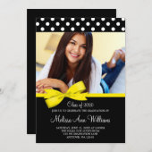 Yellow Bow Polka Dot Foto Abschluss Ankündigung (Vorne/Hinten)