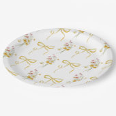 Yellow Bow Summer Wildblumen Kinderdusche Pappteller (Schrägansicht)