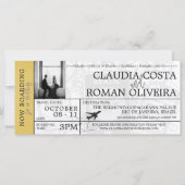 Yellow Brazil Wedding Boarding Pass Einladung (Vorderseite)