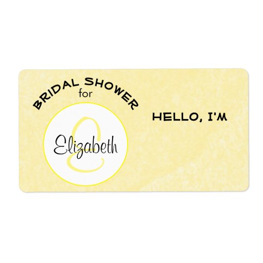 Yellow Bridal Shower Monogram Paper Label (Vorne)