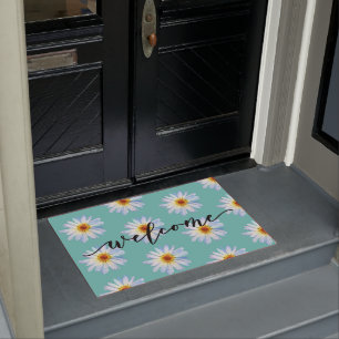 Yellow Bright Daisy Trendy Welcome Door Mat Fußmatte