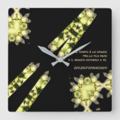 "Yellow broken heart in black from silve" & Tempo Quadratische Wanduhr (Vorderseite)