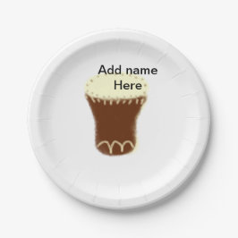 Yellow brown drum watercolor add name hand-drawn s pappteller