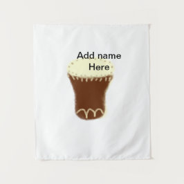 Yellow brown drum watercolor add name hand-drawn s wandteppich