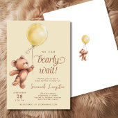 Yellow Brown Gender Neutral Teddy Bear Baby Dusche Einladung