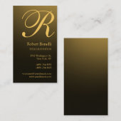 Yellow Brown Gold Monogram Business Card Visitenkarte (Vorne/Hinten)