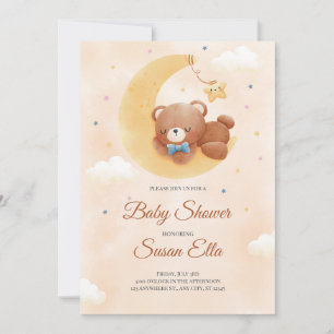 Yellow Brown Niedlich Baby Bear Baby Dusche Einlad Einladung