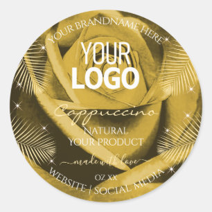 Yellow Brown Rose Palm Blätter Produktmarken Logo Runder Aufkleber