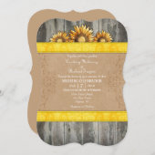 Yellow Brown Rustic Sunflower Wedite Einladung (Vorne/Hinten)