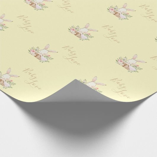 Yellow Brown Script Niedlich Baby Showwwrap Geschenkpapier (Ecke)