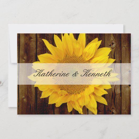 Yellow Brown Spate Summer Sunflower Wedge Einladung (Rückseite)